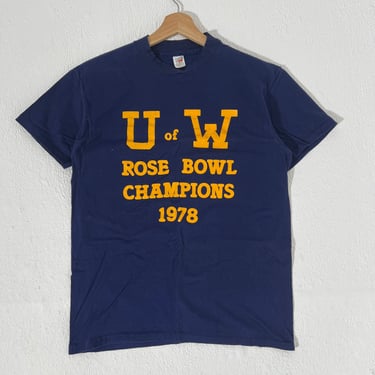 Vinage 1970's UW Washington Huskies "1978 Rose Bowl Champions" Navy T-Shirt Sz. L