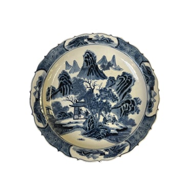 Chinese Blue & White Porcelain Scenery Theme Display Charger Plate ws3096E 