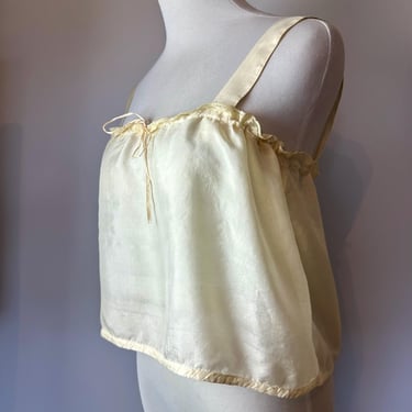 1920’s All silk camisole undergarment cropped half tank bralette slips~ cream off white delicate 30’s size Sm/med 