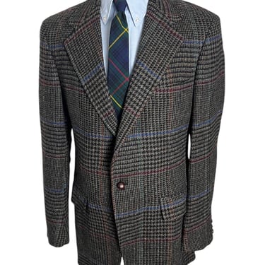 Vintage 1980s POLO RALPH LAUREN Glen Plaid Tweed Sport Coat ~ 38 Long ~ jacket / blazer ~ Preppy / Ivy Style / Trad ~ Blue Label 