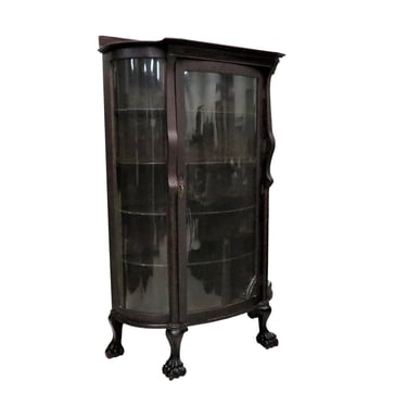 Glass Display Cabinet | Antique Curio Cabinet With Claw Feet 