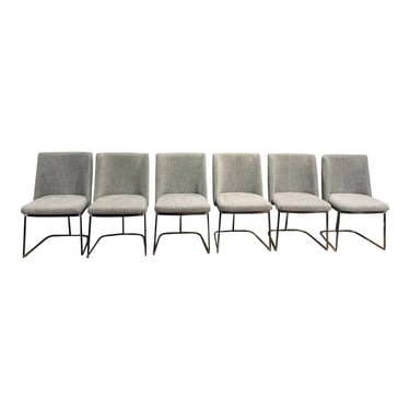 Modern Gray and Chrome Dining Chairs Set of 6
