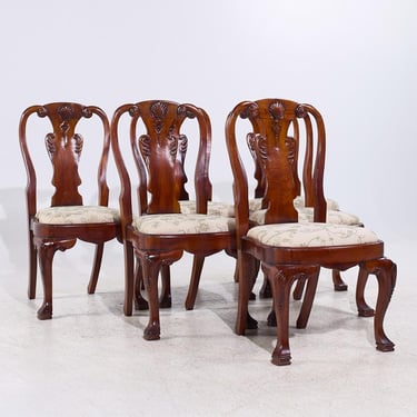 Maitland Smith Mahogany Queen Anne Dining Chairs - Set of 6 