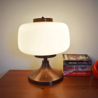 Vintage Table or Floor Lamp/ Retro Nightstand Lamp/ MCM Light Fixture/ Mushroom Table Lamp/Space Age 1980's Lamp/ Cooper and Glass Light 