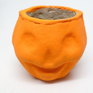 Vintage Small Halloween 2 1/4 Inch Jack-O-Lantern,  Pulp Paper Mache Party Favor, JOL Candy Container 