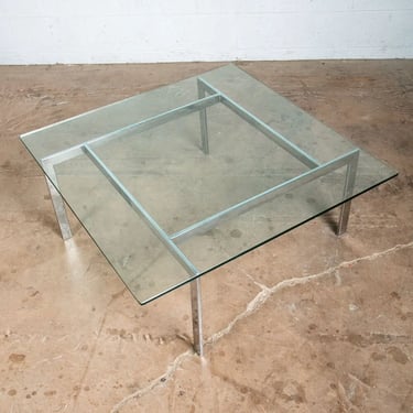Mid Century Modern Coffee Table Square Large Chrome Glass Fritz Hansen Style Mcm