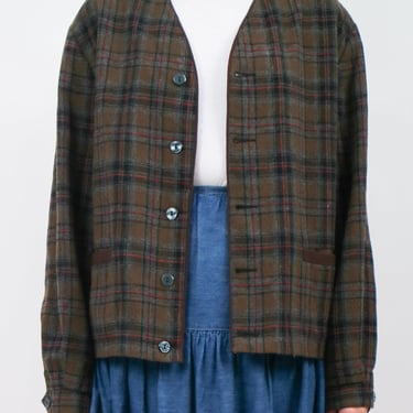 1980s Plaid Oversized Plaid Jacket