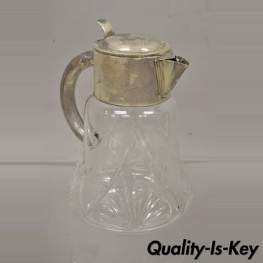 Antique Victorian Silver Plated Cut Crystal Glass Lemonade Water Pitcher