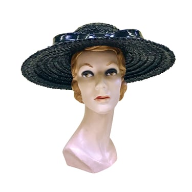 Vintage Betmar Straw Hat with black grosgrain ribbon  display picture 3