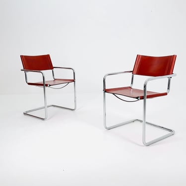 set of 2  Mid century Model MG5 Centro Studi desk chair by Mart Stam & Marcel Breuer for Matteo Grassi, Italy 1980s 