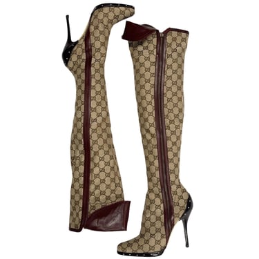 Gucci Thigh High Logo Boots