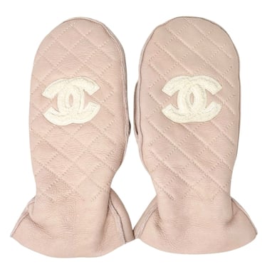 Chanel Baby Pink Logo Gloves