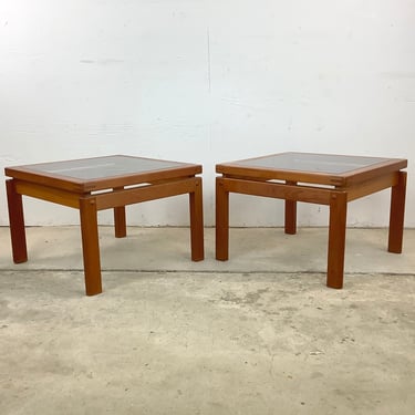 Scandinavian Modern End Tables With Teak Joinery 