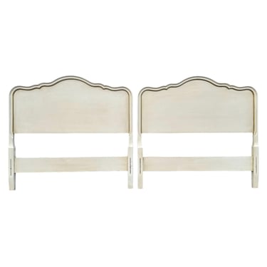 Set of 2 Vintage Twin Headboards - Creamy White & Gold French Country Provincial Style Bedroom Furniture Pair 