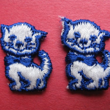 vintage kitten appliqué patch blue kitty cat trim 