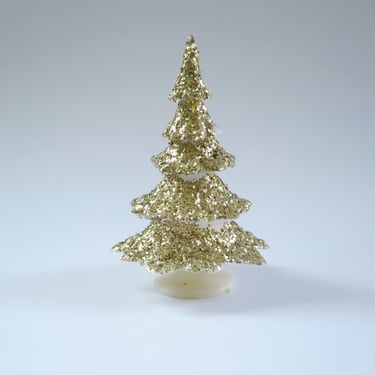 Kitsch Gold Glitter Putz Tree made in Japan c. 1950s, Holiday Ornaments no1 