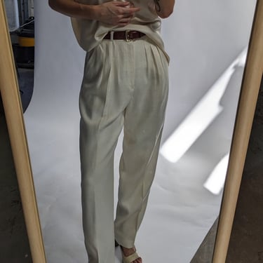 Stunning Vintage Cream Woven Rayon Trousers