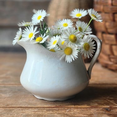 Antique white ironstone creamer shabby chic farmhouse decor 