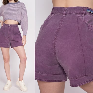 90s Patagonia Purple High Waisted Stand Up Shorts - Medium, 29" | Vintage Cotton Casual Cargo Mom Shorts 