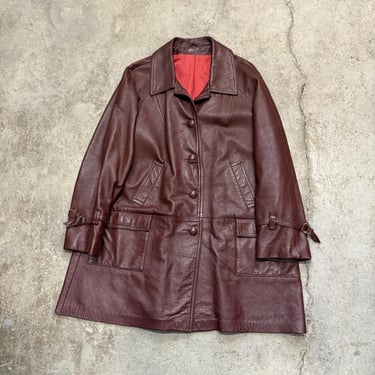 Vintage 1970s New England Sportswear Boho Hippie Long Leather Coat Jacket Women’s Medium-Large 