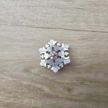 Abbott Gotshall Snowflake Pin Brooch - Vintage Signed Sterling Silver - New Hampshire Silversmith - Center Sandwich NH - Convert to Pendant 