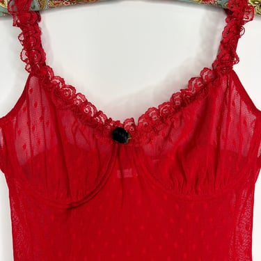 2000s Victoria's Secret Red Lace Top