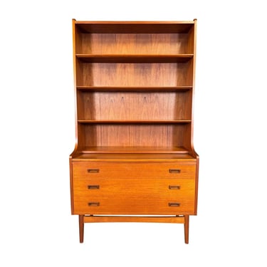 Vintage Danish Mid Century Modern Teak Secretary Desk Bookcase by Johannes Sorth 