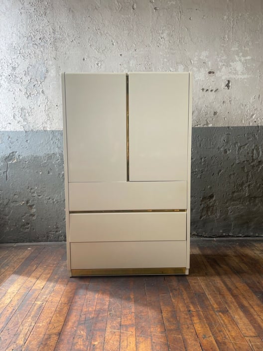 Post Modern White Lacquer Tall Armoire, White Lacquer Dresser Tall