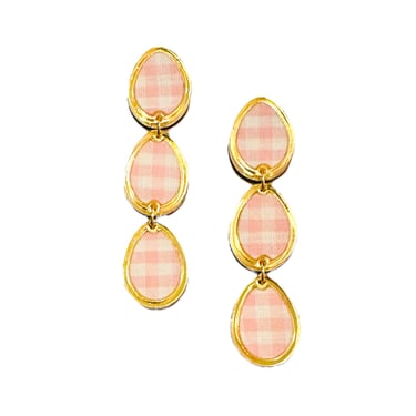 Sample Sale Pink Gingham Triple Egg Dangles