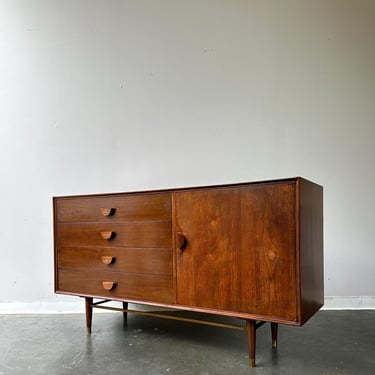 Vintage mid century modern walnut credenza bar cabinet 