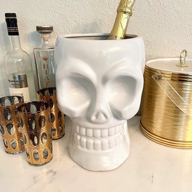 Ceramic Skull Vessel | Halloween Skeleton Vase | Halloween Decoration | Halloween Centerpiece | Halloween Ice Bucket | Party Decoration 