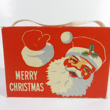 Vintage Cardboard Christmas Candy Container - RARE Mid Century Cardboard Christmas Candy Box 