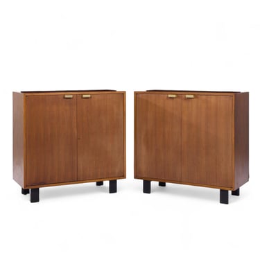 George Nelson for Herman Miller Mid Century Basic Series Walnut Two Door Cabinet - Pair - mcm 