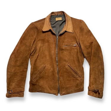 Vintage 1940s SEARS TOPLINE Leather Jacket ~ S to M ~ Sportswear ~ Nubuck / Suede ~ Aviator / Biker ~ Western ~ Crown Spring Loaded Zipper 