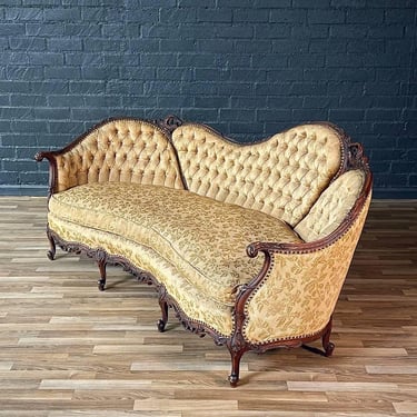 Antique Victorian Carved Mahogany Sofa, c.1920’s 