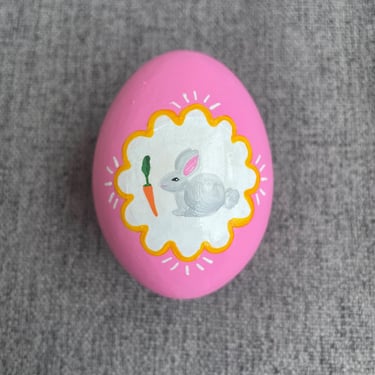 Easter Egg, Hand Painted, Ceramic, Pink, Bunny 