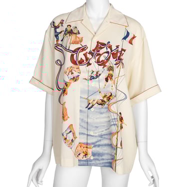 Matsuda Vintage Incredible Cirque Print Cream Mens Shirt