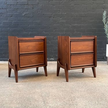 Pair of Mid-Century Modern Sculpted Walnut Night Stands, c.1960’s 