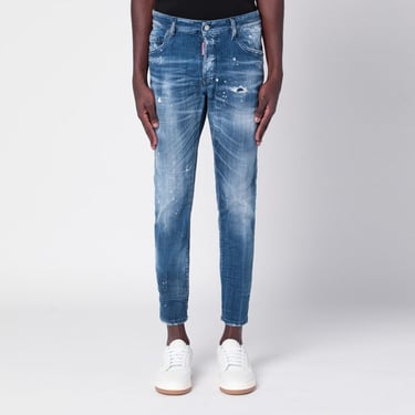 Dsquared2 Faded Blue Jeans With Rips And Splashes Men