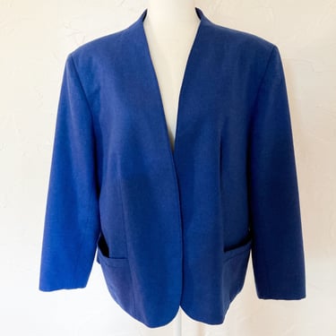 80s Royal Blue Open Front Blazer | Extra Large/1X/2X 