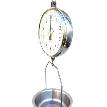 Amazing Vintage Hanging Double Sided Pan Scale | Great Western Mfg. Large Legal Trade Glass Face Commercial Industrial Scale 