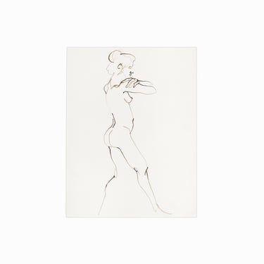 John Tuska Figural Ink Drawing Nude Woman 