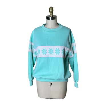 Vtg 80s Alison Craig Cross Stitch Snowflake Sweatshirt Sweater Mom Goldberg size large 