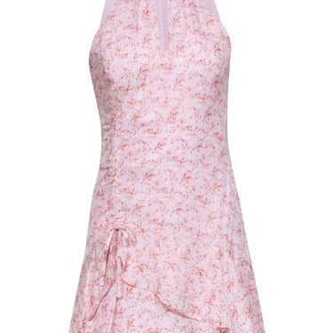 Parker - Pink Floral Print Sleeveless Ruched Drawstring Dress Sz 0