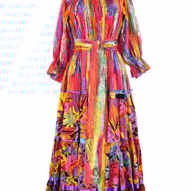 Vibrant Mixed Print Ruffle Dress