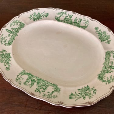 Antique Wedgwood Green Personages Platter 