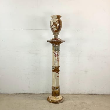 Vintage Onyx Pedestal and Vase 
