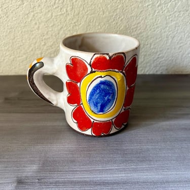 Vintage DeSimone Pottery Mug Italy decorative Terracotta, Vintage Italian Pottery, Picasso style, Majolica 