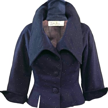 Lilli Ann 50s Blue Wool Rainbow Speckled Jacket