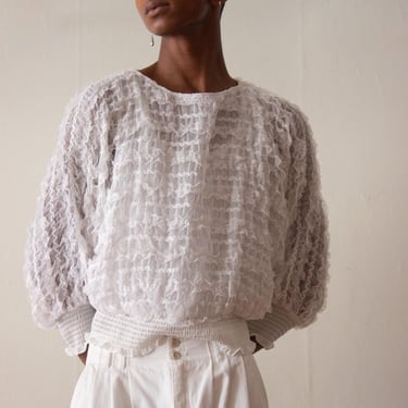 1980s Sheer Lace Dolman Sleeve Pullover 